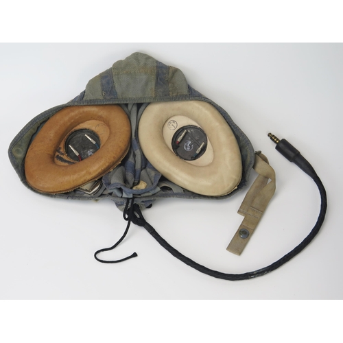 930 - A cold war period RAF G-Type canvas flying helmet, (wired), circa 1959.