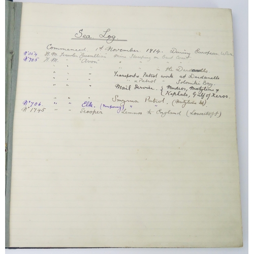 932B - A World War One sea log of Lieutenant George Lee RNR, commencing 1st November 1914 until 13th Octobe... 