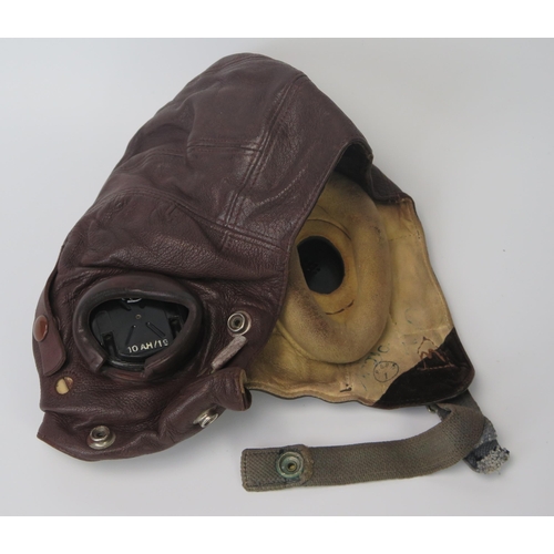 935 - A WWII period RAF C-Type brown leather flying helmet, bears P&SW1 stamp serial No 12165, size No 3 7... 