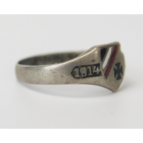 967 - A German WWI silver and enamel patriotic ring 1914-1915.