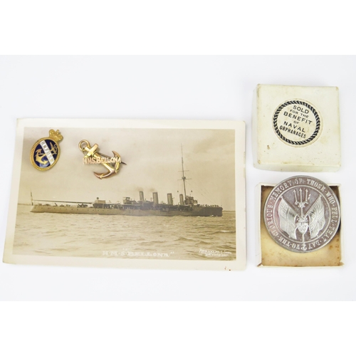 977 - Spink & Sons, a Battle of Jutland Commemorative medallion, in original box, with 9ct HMS Bellona fou... 