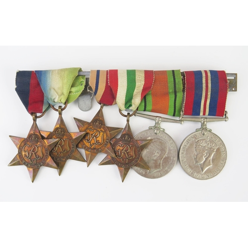 982 - A World War II group of six medals, includes, 1939-45 Star, Africa Star with clasp, Atlantic Star, I... 