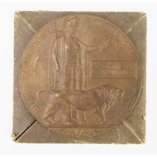 984 - A World War One Death Plaque, to John Rosewarne, in original card case.