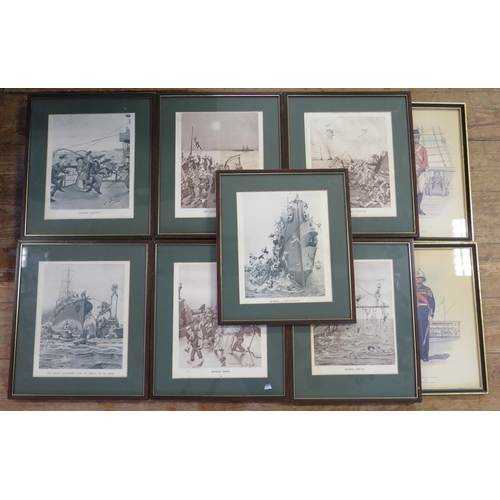 1006A - A collection of eight military prints after Charles Stadden depicting assorted Royal Marine uniforms... 