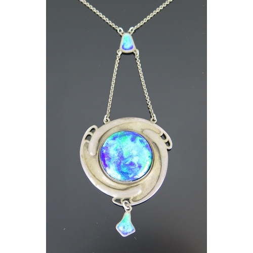 304 - A Charles Horner Silver and Enamel Pendant Necklace in integral 18.25