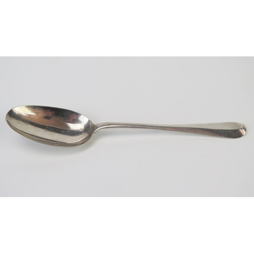 672 - A George I silver Hanoverian pattern tablespoon, maker SC, London, 1720, 19cm long, 37gms, 1.20ozs