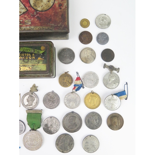 850 - A collection of 19th century and later bronze and metal commemorative medallions contained in two me... 