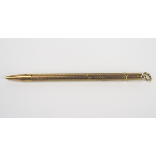 852 - A 9ct gold propelling pencil, initialled, Birmingham, 1982, gross weight 7.5gms