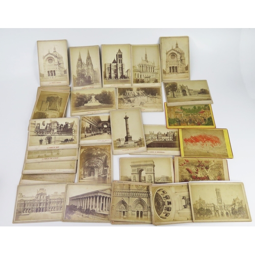 854 - A collection of late 19th/early 20th century French photographic cards, including the Paris fire of ... 