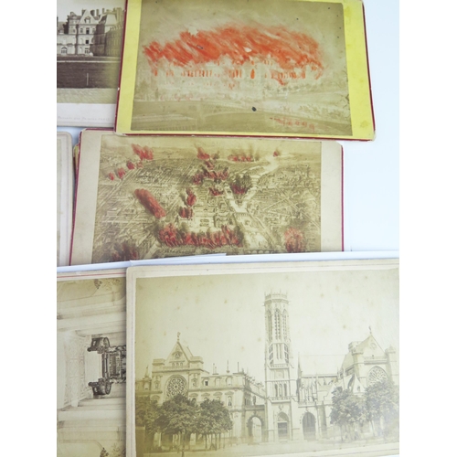 854 - A collection of late 19th/early 20th century French photographic cards, including the Paris fire of ... 