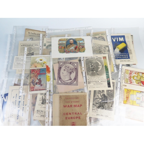 855 - A collection of late Victorian and later printed advertising sheets, includes, Brooke's Soap, Sunlig... 