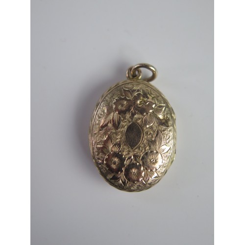 110A - A Yellow Metal Locket with chased foliate decoration, probably 9ct gold F&B, 34mm drop, 4.5g