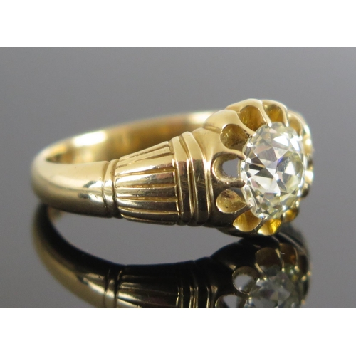 64 - A Fine Victorian Gent's 18ct Gold and Diamond Solitaire Ring, c. 7.3mm diam. x 4.8mm stone, Birmingh... 