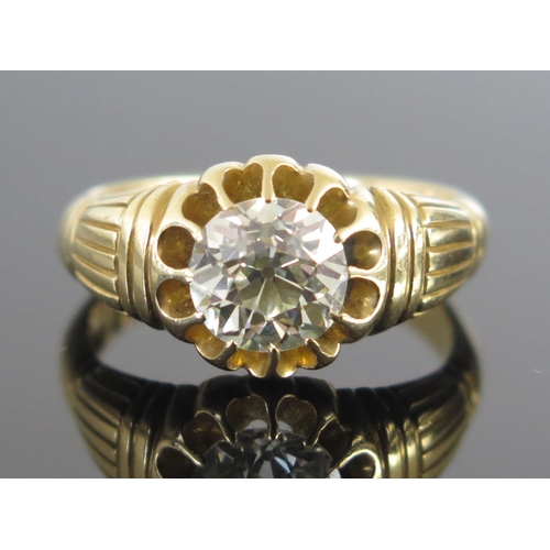 64 - A Fine Victorian Gent's 18ct Gold and Diamond Solitaire Ring, c. 7.3mm diam. x 4.8mm stone, Birmingh... 