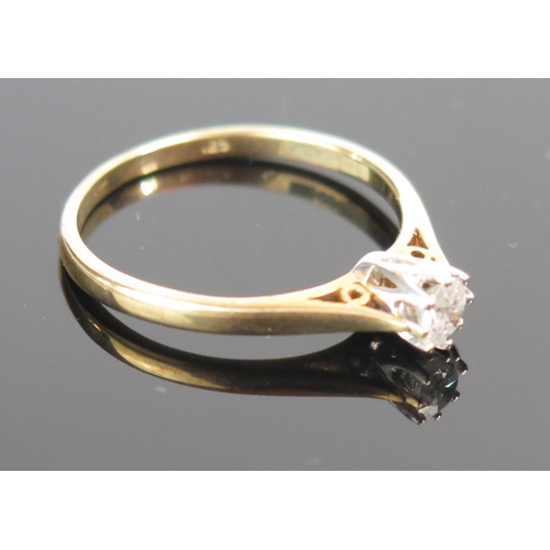 111 - A 9ct Gold and Diamond Solitaire Ring, .25ct, size N.75, 1.6g