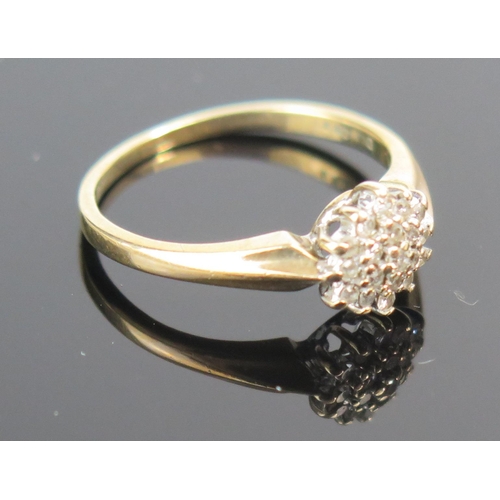 116 - A 9ct Gold and Diamond Cluster Ring, .12ct, size I.25, 1.7g