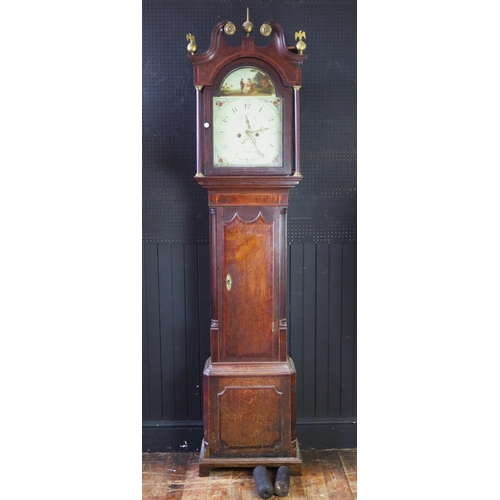 1312 - Hart & Co, Uttoxeter, a late 18th/early19th century oak and crossbanded longcase clock, the arched h... 