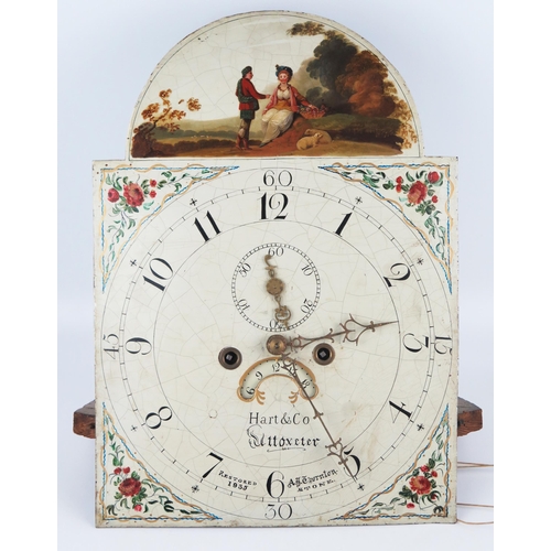 1312 - Hart & Co, Uttoxeter, a late 18th/early19th century oak and crossbanded longcase clock, the arched h... 