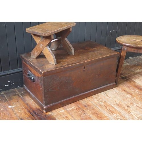 1327 - A 19th century oak and elm blanket box of plain rectangular form, 73cm wide, an elm rectangular foot... 