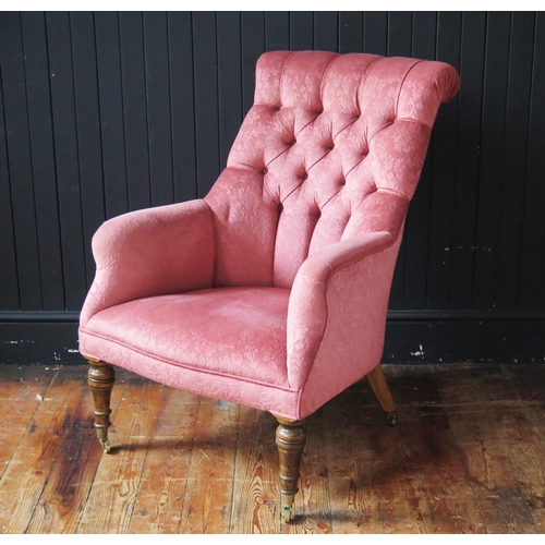 1329 - A Brights of Nettlebed 19th century style fully upholstered armchair, with padded button-down back p... 