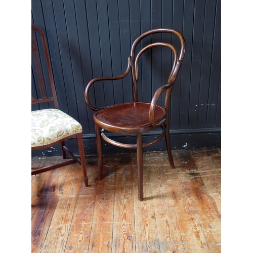 1344 - A late Victorian bentwood chair, with hoop backs, solid seat, on swept legs, together with an Edward... 