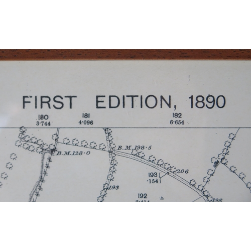 1372 - A facsimile monochrome Ordnance Survey map of the City of Exeter. in 1890, framed and glazed. 72 x10... 