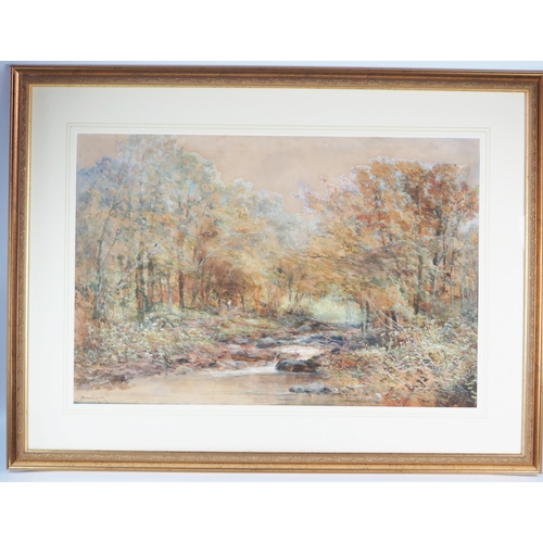 1409 - William Widgery (1826-1893), Wooden river scene, watercolour, 96x72.5cm including glazed frame. Sold... 