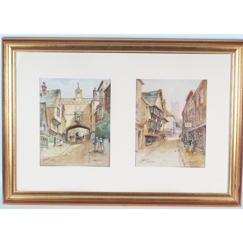 1411 - Charles Edward Hannaford (1863 - 1955), Pair of Watercolours _ Fore St. Totnes and Fosse St. Dartmou... 