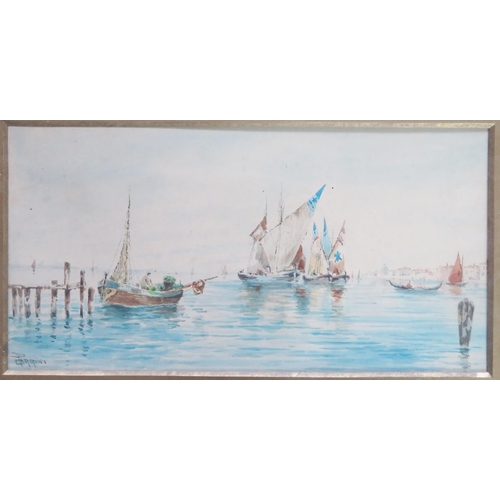 1415 - Edward Parrini, A Pair of Maritime Scenes, watercolour, framed & glazed, 44x28cm