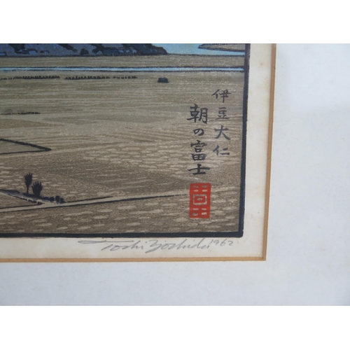 1419 - Toshi Yoshida, Mt. Fuji from Ohito in the Morning, pencil signed and dated 1962, woodblock print, fr... 