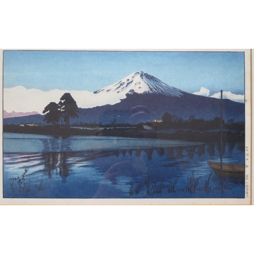 1420 - Gihachiro Okuyama,  Mt. Fuji, monochrome woodblock print, pencil signed, framed and glazed, 60x38cm ... 