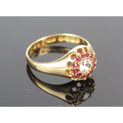 157 - A Victorian 18ct Gold, Spinel and White Stone Cluster Ring, Chester 1897, maker A.S, 10mm diam. head... 