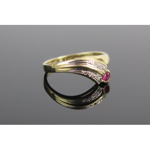 162 - A 14ct Gold, Ruby and Diamond Ring, c.2.6mm ruby, size N.25, 2.3g