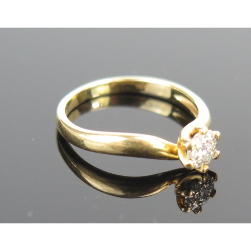 166 - An 18ct Gold and Diamond Cluster Ring, 0.10ct, 6mm head, size J.5, 2.8g