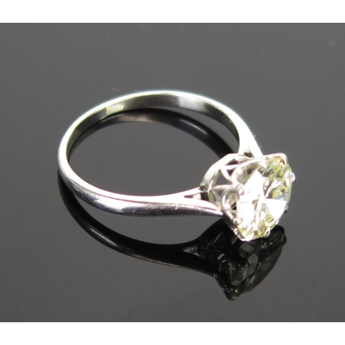 19 - A 1.81ct Brilliant Round Cut Diamond Solitaire Ring in un unmarked platinum or white gold setting. S... 