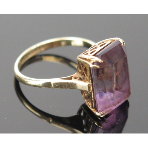 201 - A 9ct Gold and Amethyst Dress Ring, c. 14x10mm stone, size M, 3.9g