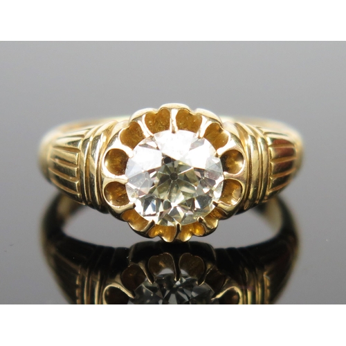 64 - A Fine Victorian Gent's 18ct Gold and Diamond Solitaire Ring, c. 7.3mm diam. x 4.8mm stone, Birmingh... 