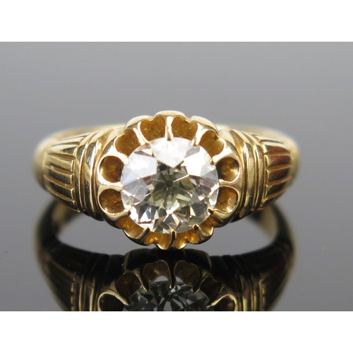 64 - A Fine Victorian Gent's 18ct Gold and Diamond Solitaire Ring, c. 7.3mm diam. x 4.8mm stone, Birmingh... 