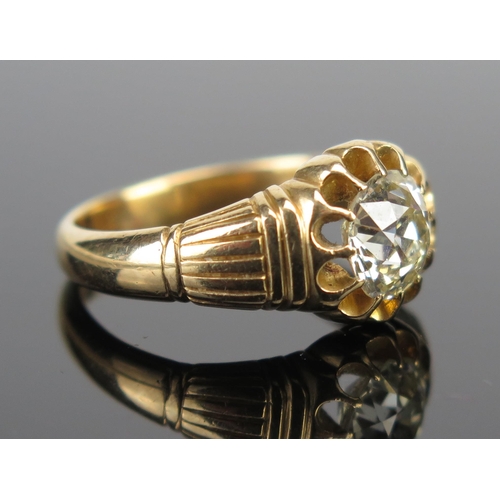 64 - A Fine Victorian Gent's 18ct Gold and Diamond Solitaire Ring, c. 7.3mm diam. x 4.8mm stone, Birmingh... 