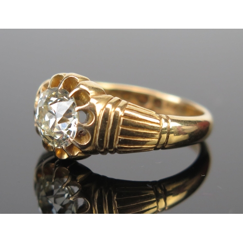 64 - A Fine Victorian Gent's 18ct Gold and Diamond Solitaire Ring, c. 7.3mm diam. x 4.8mm stone, Birmingh... 