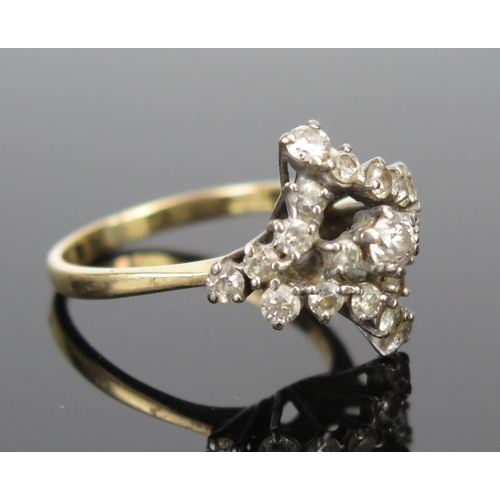 65A - An 18ct Gold and Old Cut Diamond Ring, 18x16mm head, size P, 4.6g