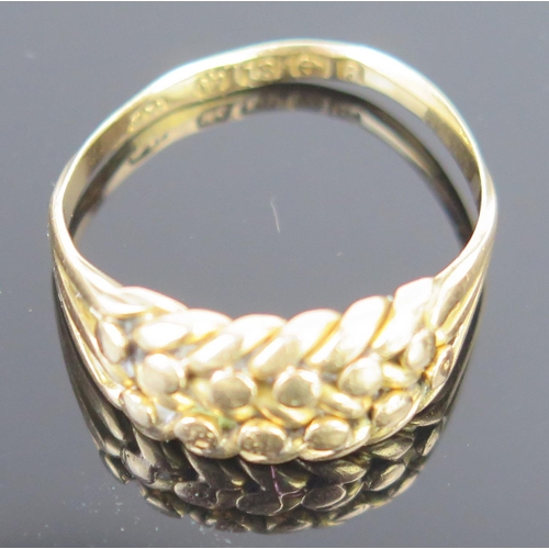 67 - A Victorian 18ct Gold Keeper Ring, Birmingham 1900, size R, 5.4g. Shank is a little bent