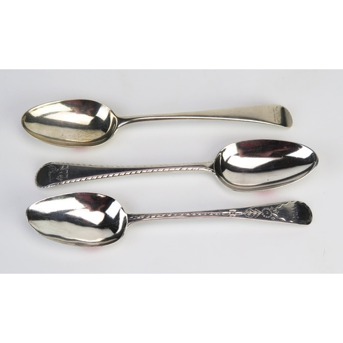 724 - A George III silver Old English pattern tablespoon, maker Richard Crossley, London, 1782, crested, 2... 