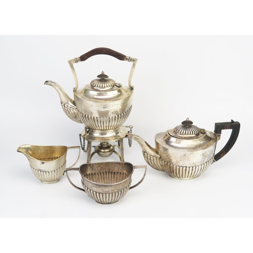 770 - An Indian silver four-piece tea service, by Barton, Bangalore, stamped Barton, Silver, inscribed, of... 