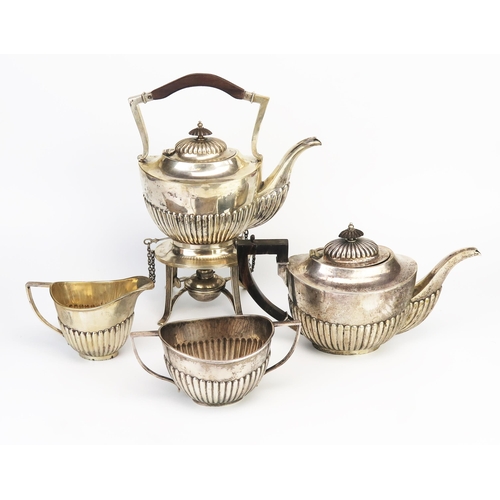 770 - An Indian silver four-piece tea service, by Barton, Bangalore, stamped Barton, Silver, inscribed, of... 