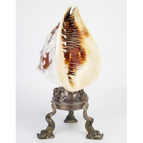 771 - A Silver Mounted Carved Shell Cameo Lamp_  Guido Reni, 'Aurora's Chariot' Lamp, carved conch shell i... 