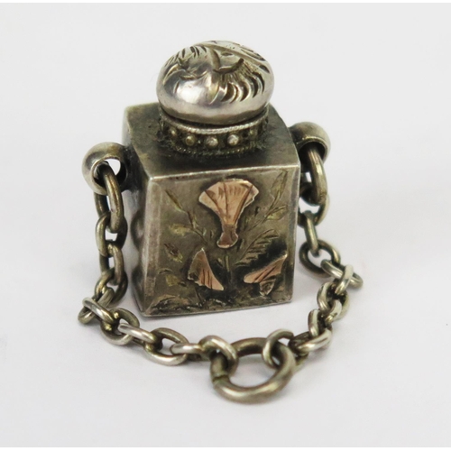 776 - A miniature silver scent bottle, maker Tongue & Walker, Birmingham, 1901, of square outline, with do... 