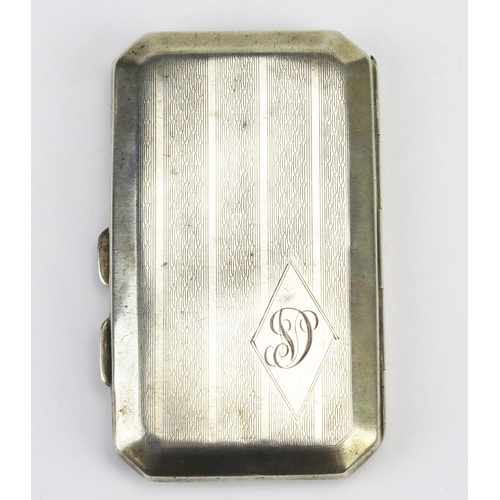 777 - A George V silver rectangular cigarette case, makers mark worn, Birmingham, 1923, initialled, with e... 