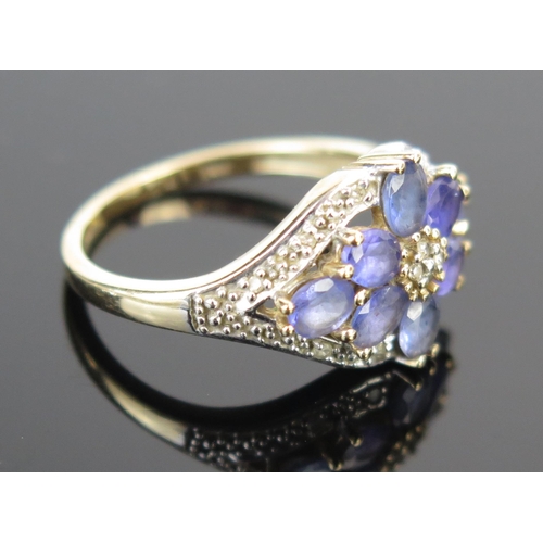 78 - A 14K White Gold, Diamond and Lilac Stone Ring, size M.75, 3.3g