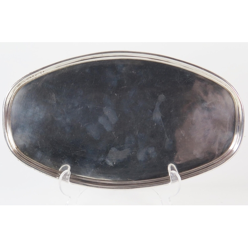 798E - An electro-plated oval tray, with moulded edge, 31cm wide.